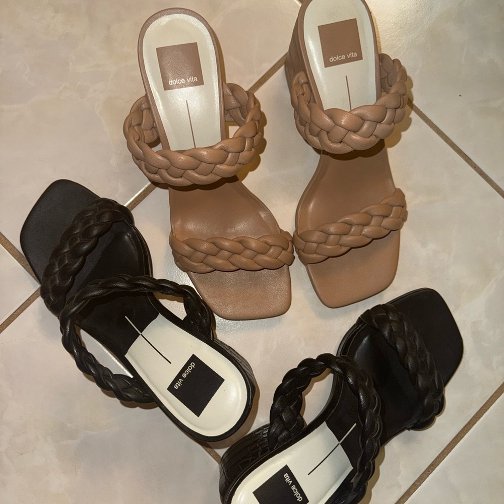 Dolce Vita Women's Braided Sandals - Black and Brown